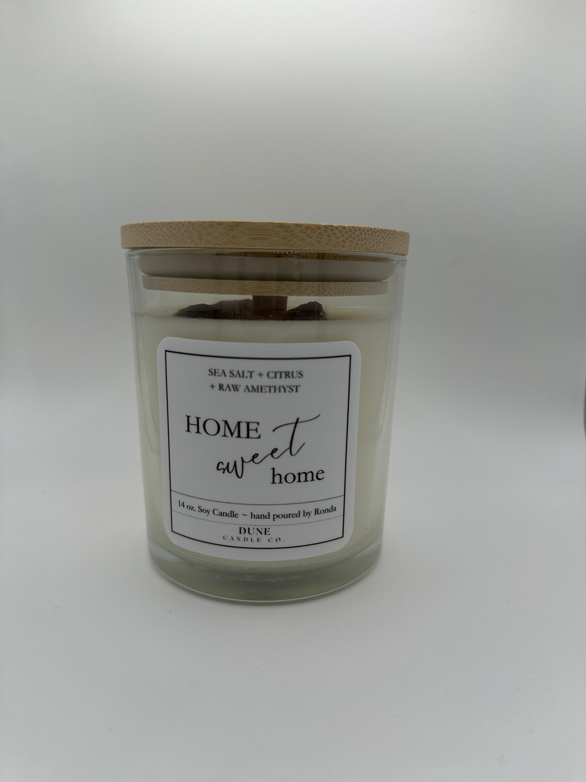wood lid sea salt citrus candle